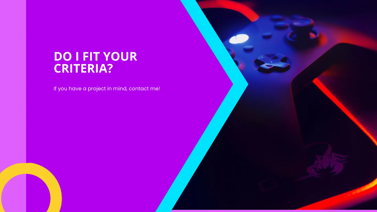Free Gaming Design Portfolio Presentation Template to Edit Online
