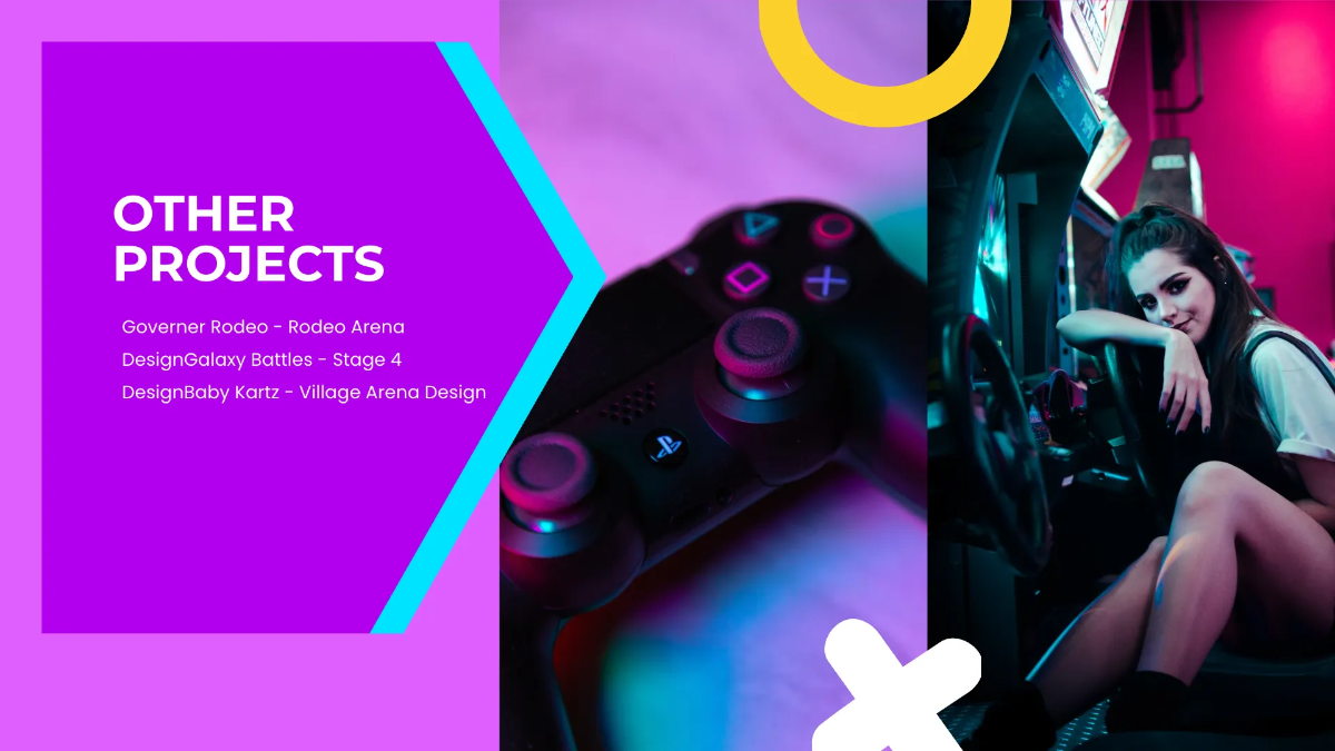 Free Gaming Design Portfolio Presentation Template to Edit Online
