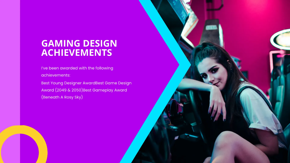 Free Gaming Design Portfolio Presentation Template to Edit Online