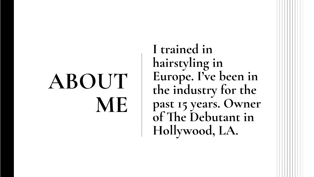 Free Hair Stylist Portfolio Presentation Template to Edit Online