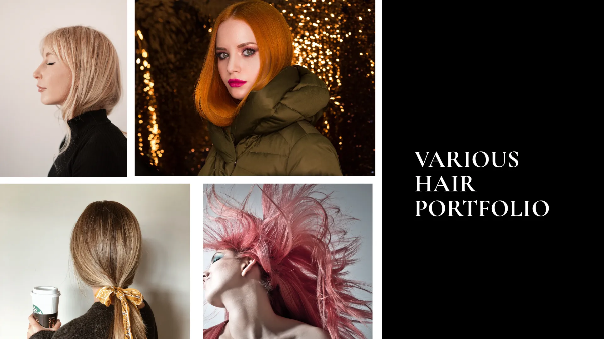 Free Hair Stylist Portfolio Presentation Template to Edit Online