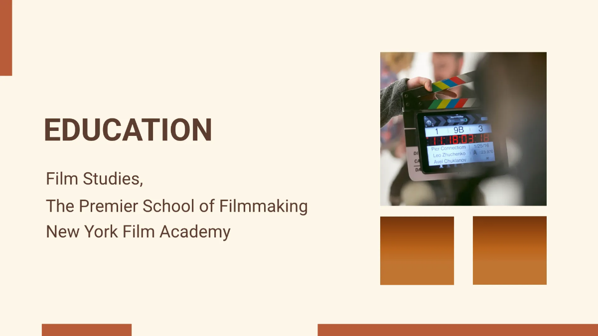 Free Filmmaker Portfolio Presentation Template to Edit Online