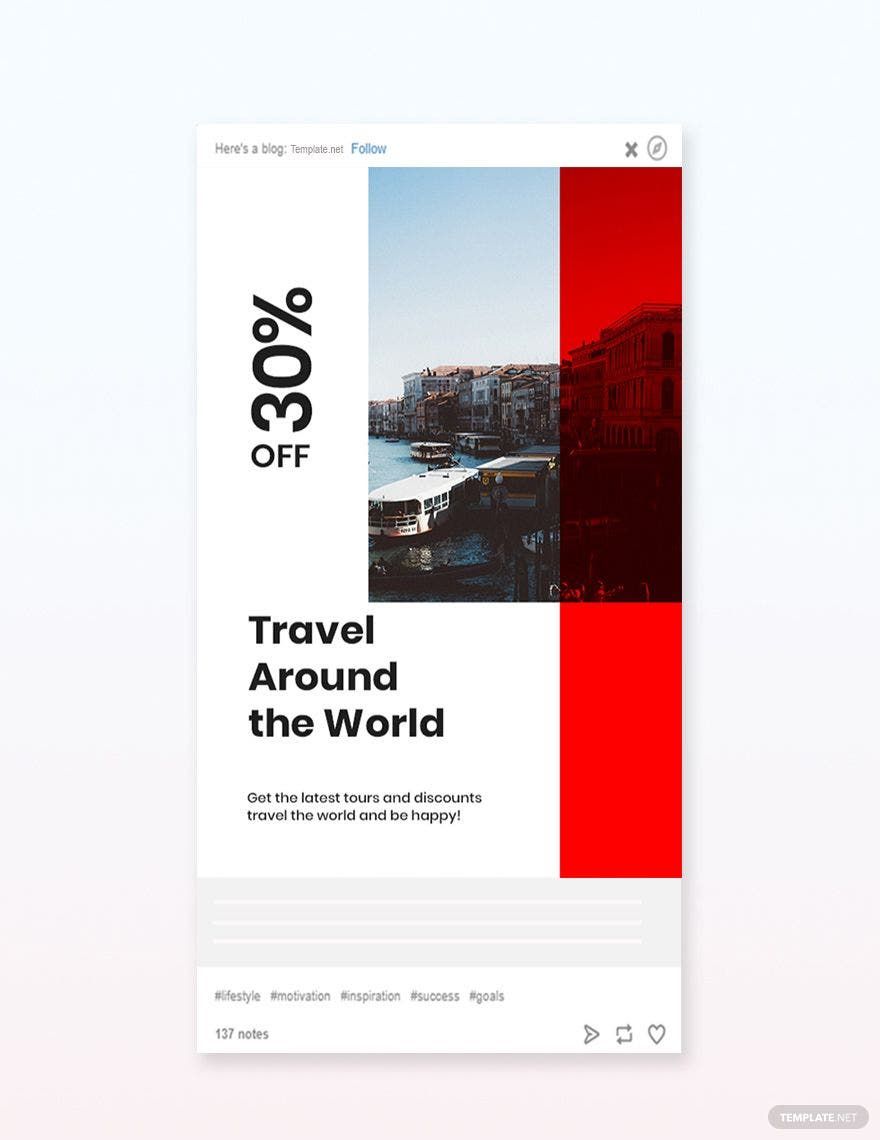 Free Modern Travel Tumblr Post Template in PSD