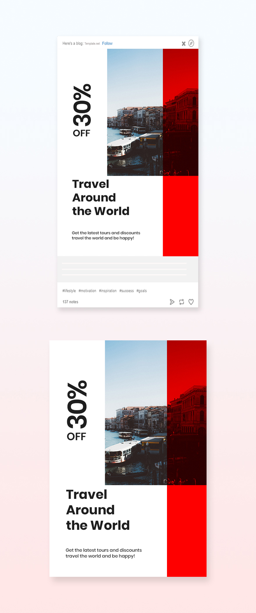 Simple Travel Agency Tumblr Post Template PSD