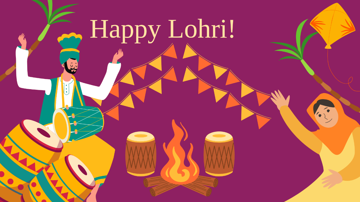 Free Lohri Drawing Background Template