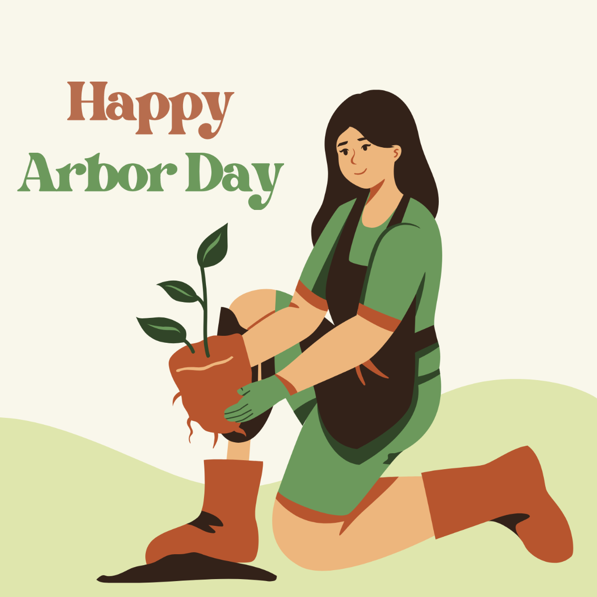 Arbor Day Cartoon Vector Template
