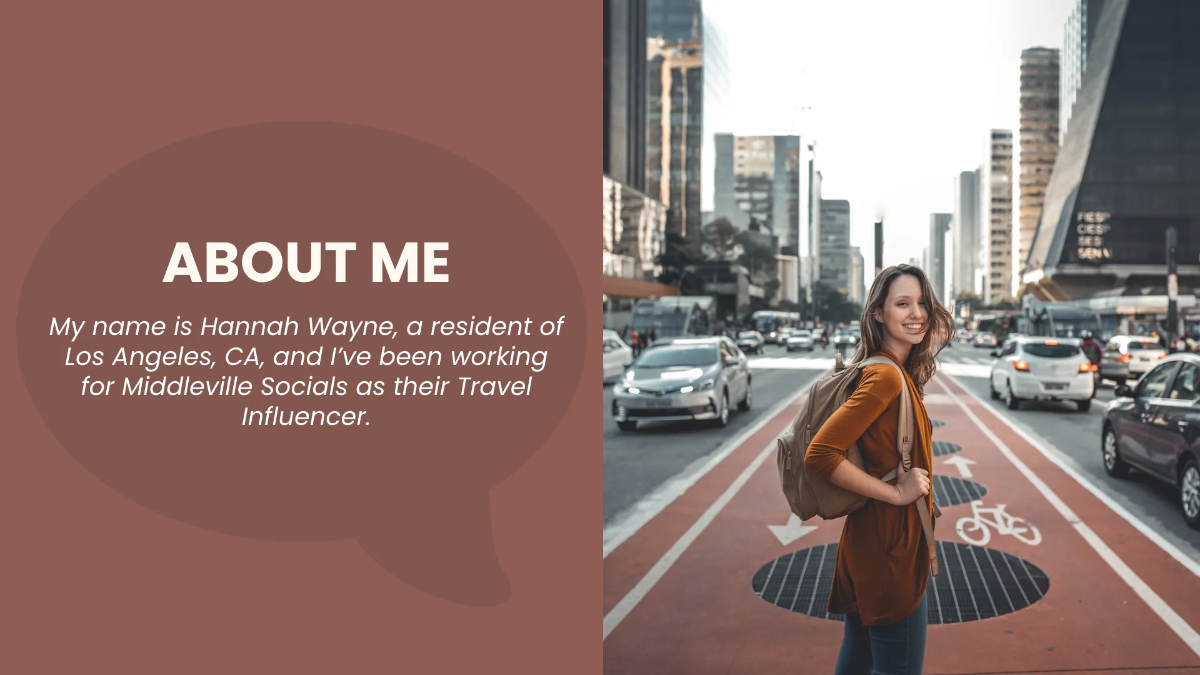 Free Travel Influencer Portfolio Presentation Template to Edit Online