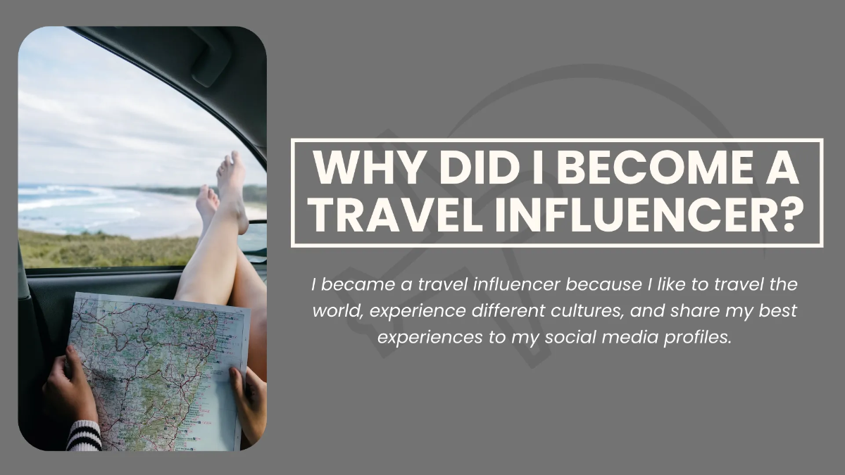 Free Travel Influencer Portfolio Presentation Template to Edit Online