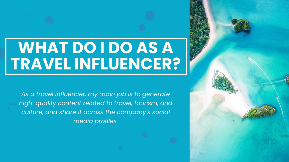 Free Travel Influencer Portfolio Presentation Template to Edit Online