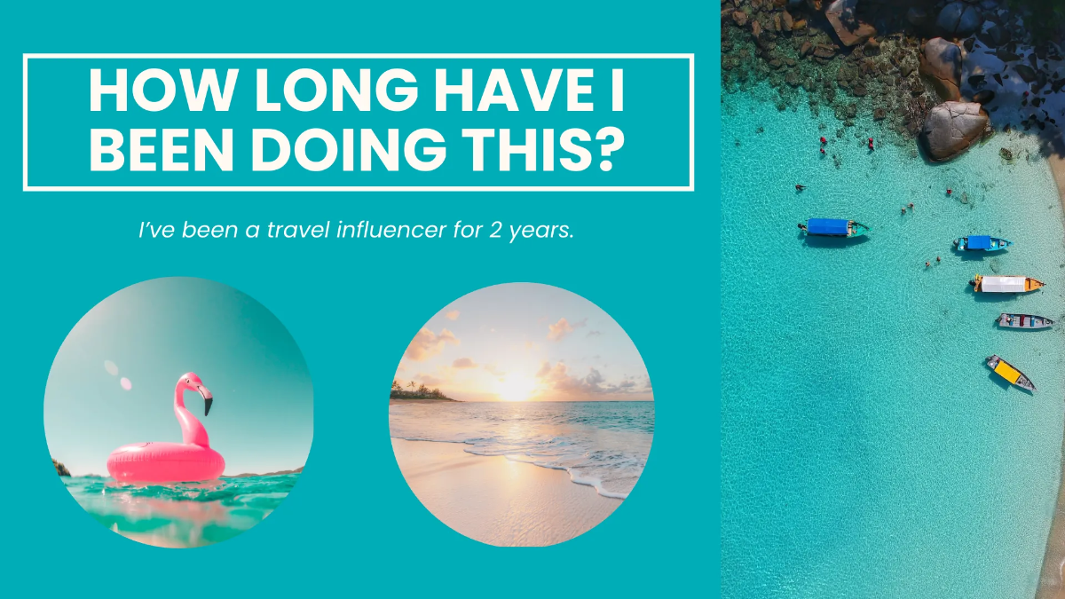 Free Travel Influencer Portfolio Presentation Template to Edit Online