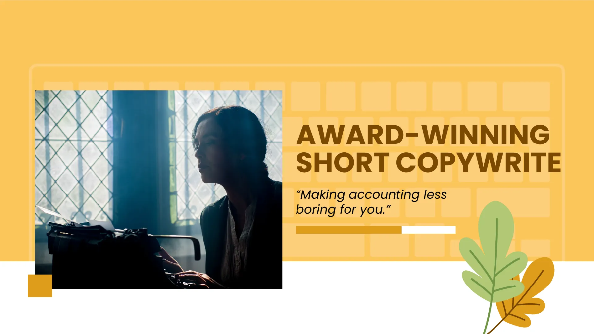 Free Copywriter Portfolio Presentation Template to Edit Online