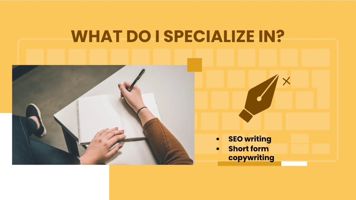 Free Copywriter Portfolio Presentation Template to Edit Online