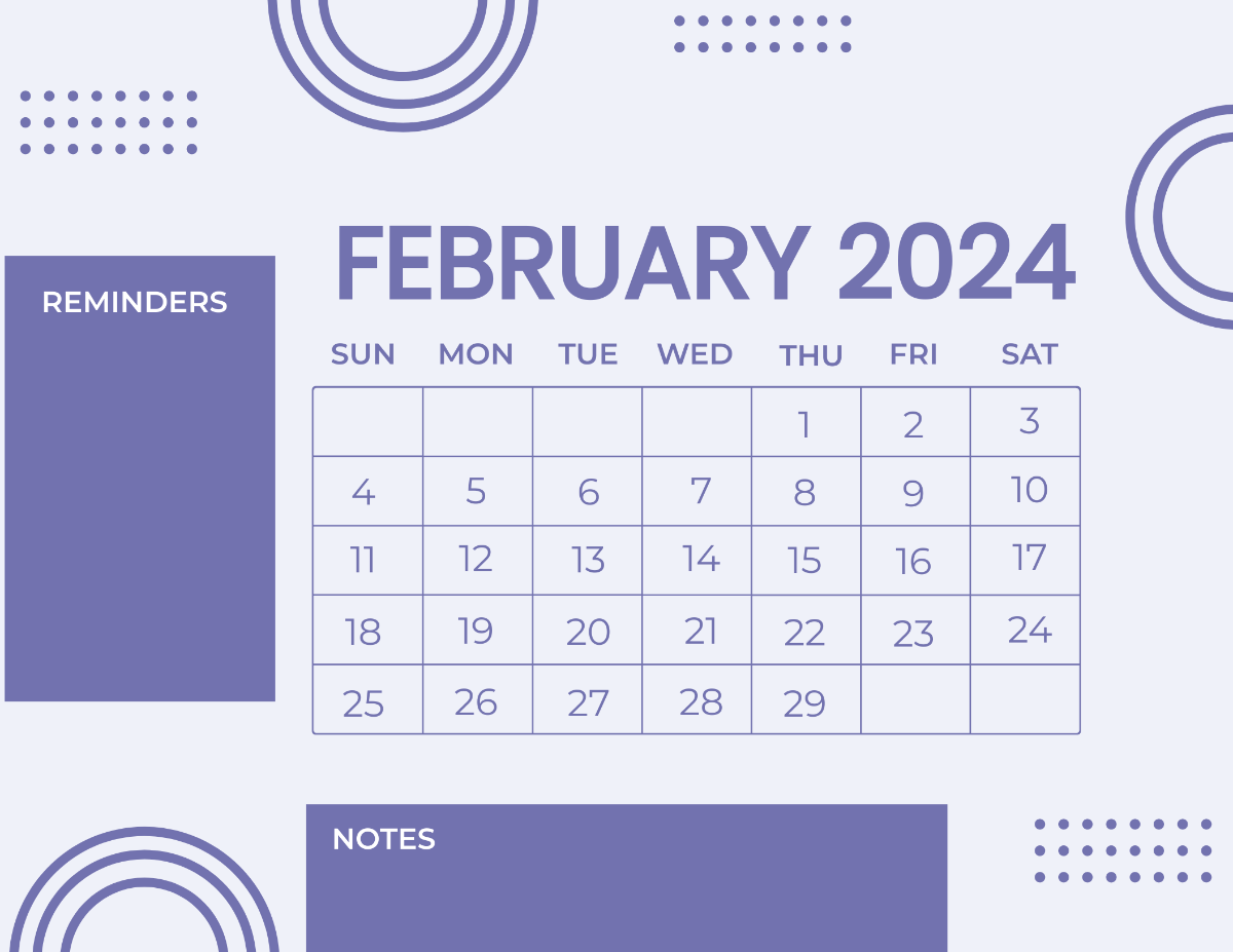 Blank February 2024 Calendar Template
