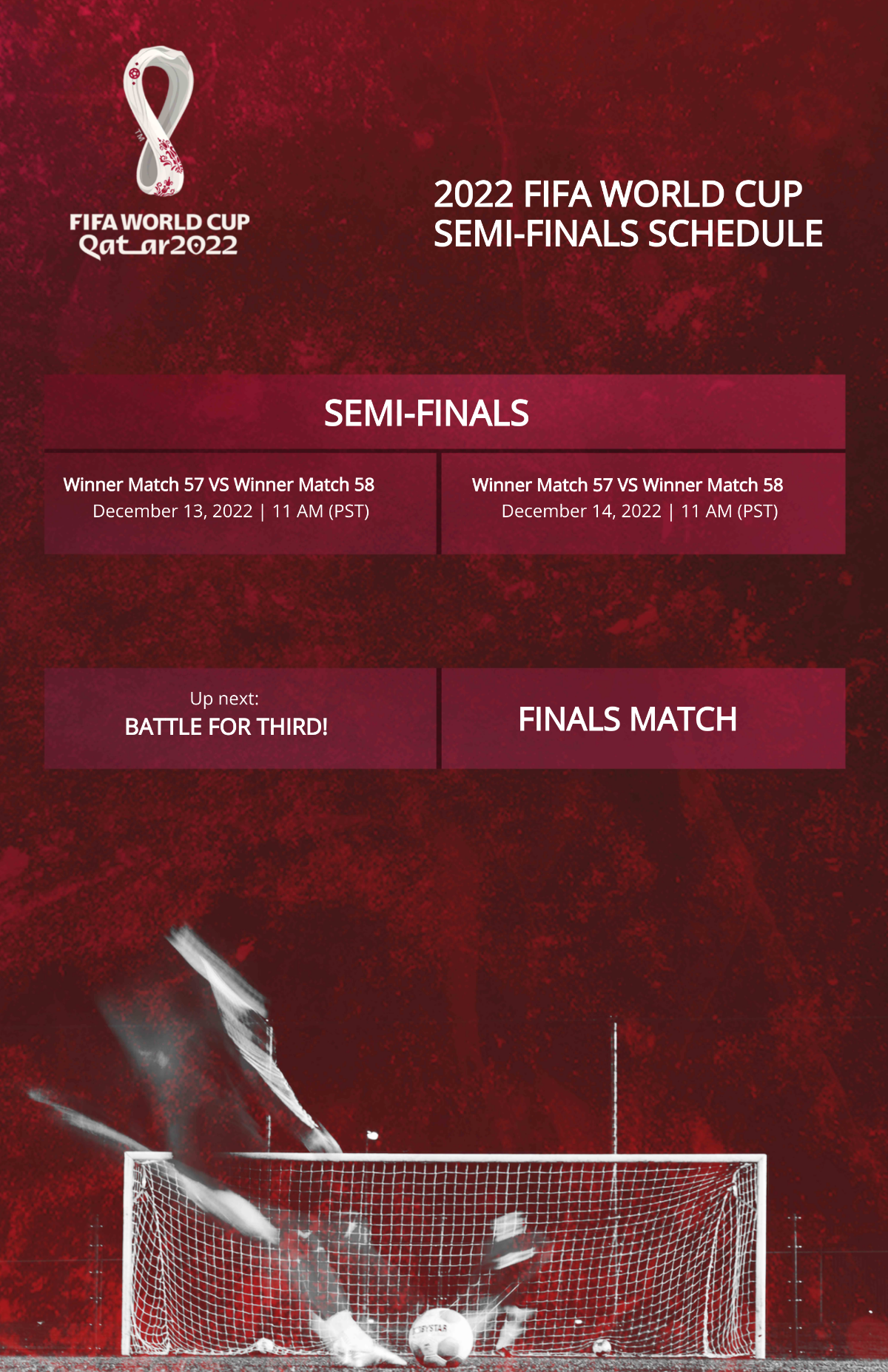 FIFA World Cup 2022 Semi-Finals Schedule Poster Template