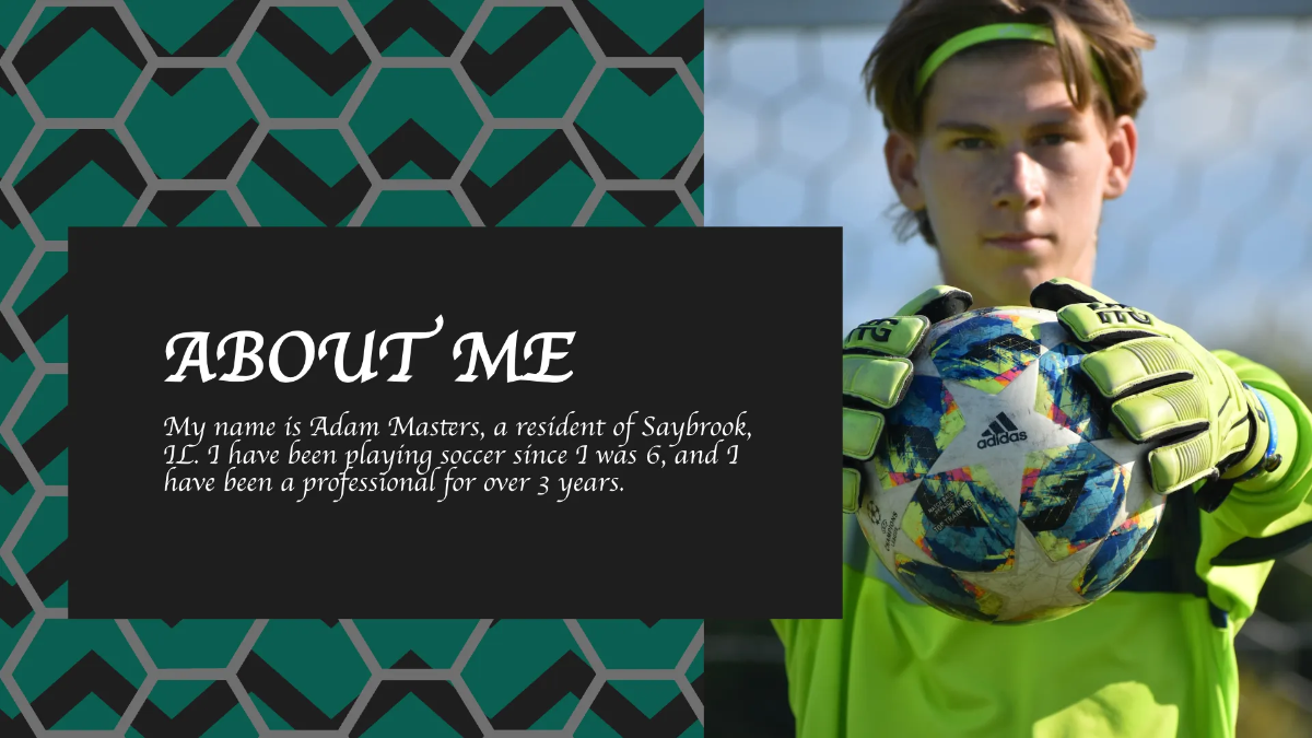 Free Soccer Player Portfolio Presentation Template to Edit Online