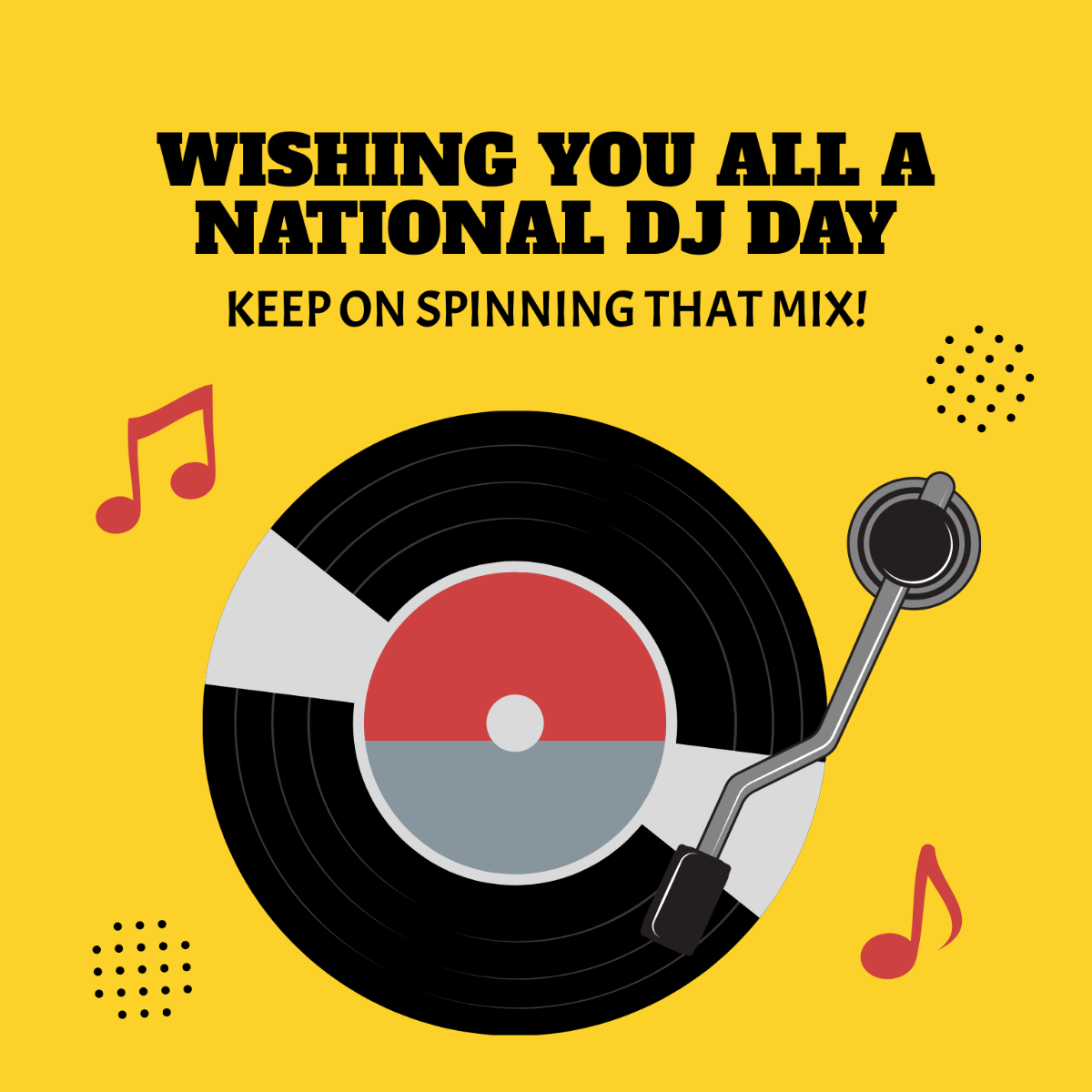 National DJ Day Wishes Vector Template
