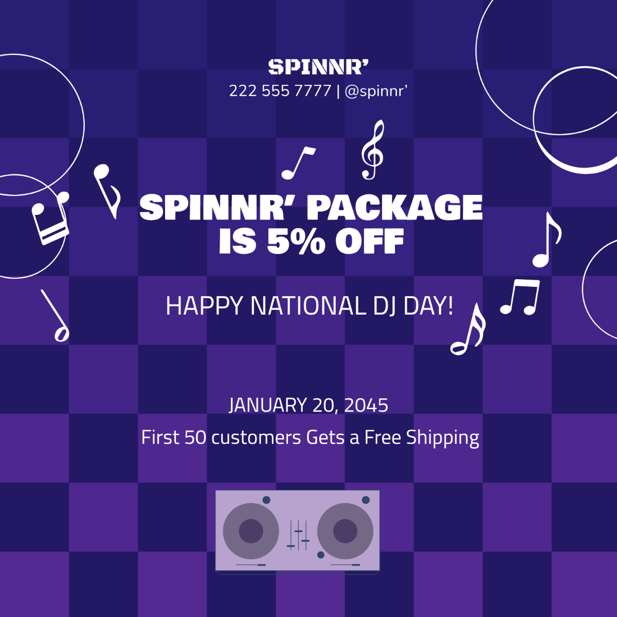 Free National DJ Day Flyer Vector Template