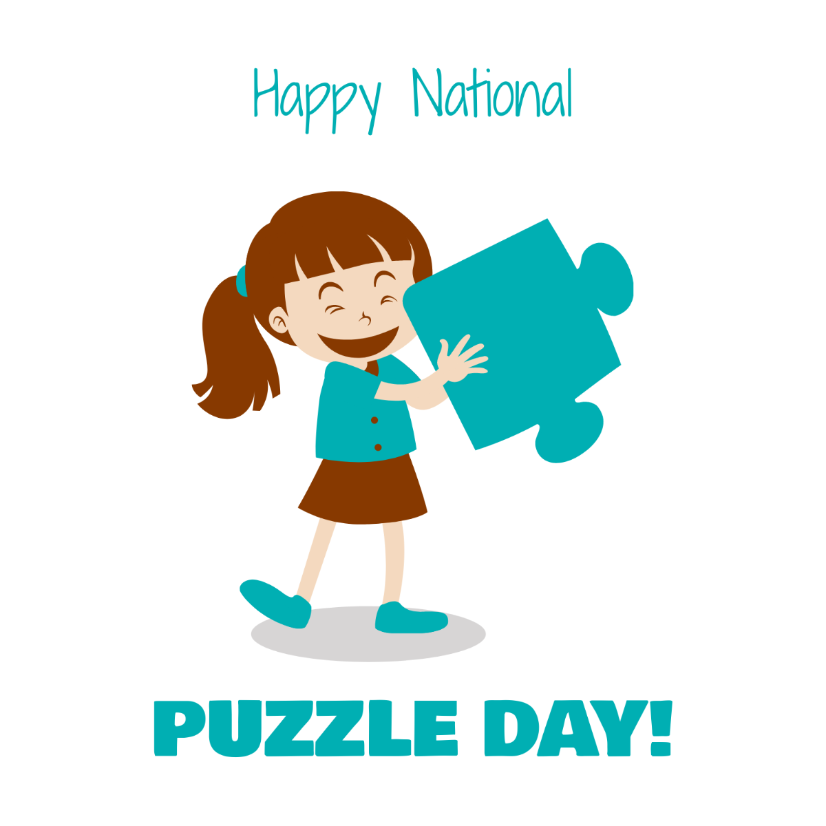 National Puzzle Day Cartoon Vector Template