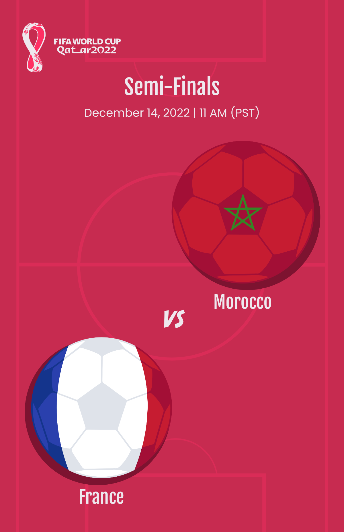 World Cup 2022 Semi-Finals France Vs Morocco Poster Template