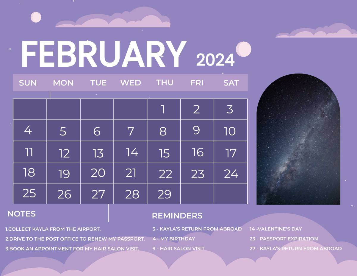February 2024 Photo Calendar Template