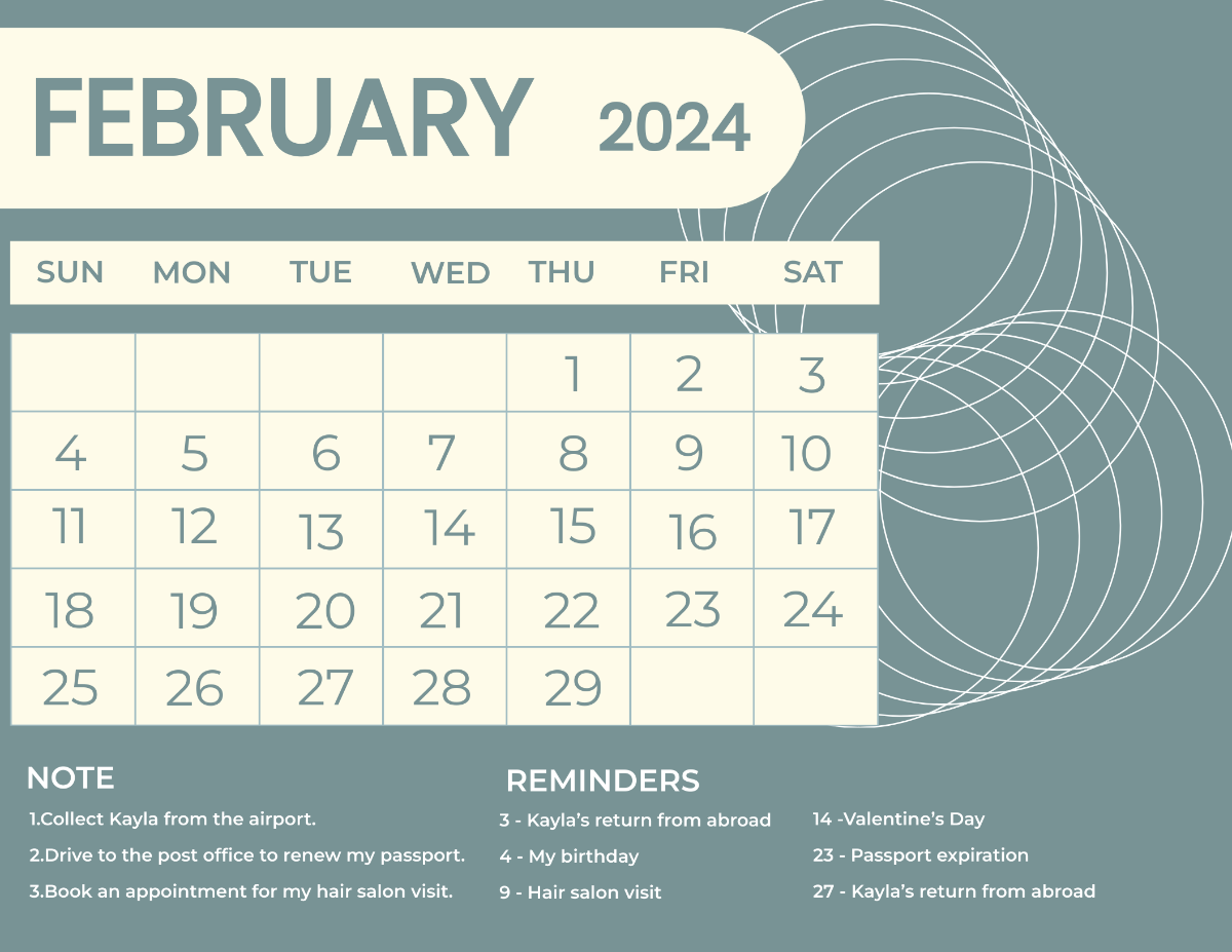 Simple February 2024 Calendar Template