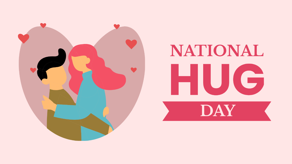 National Hugging Day Cartoon Background Template