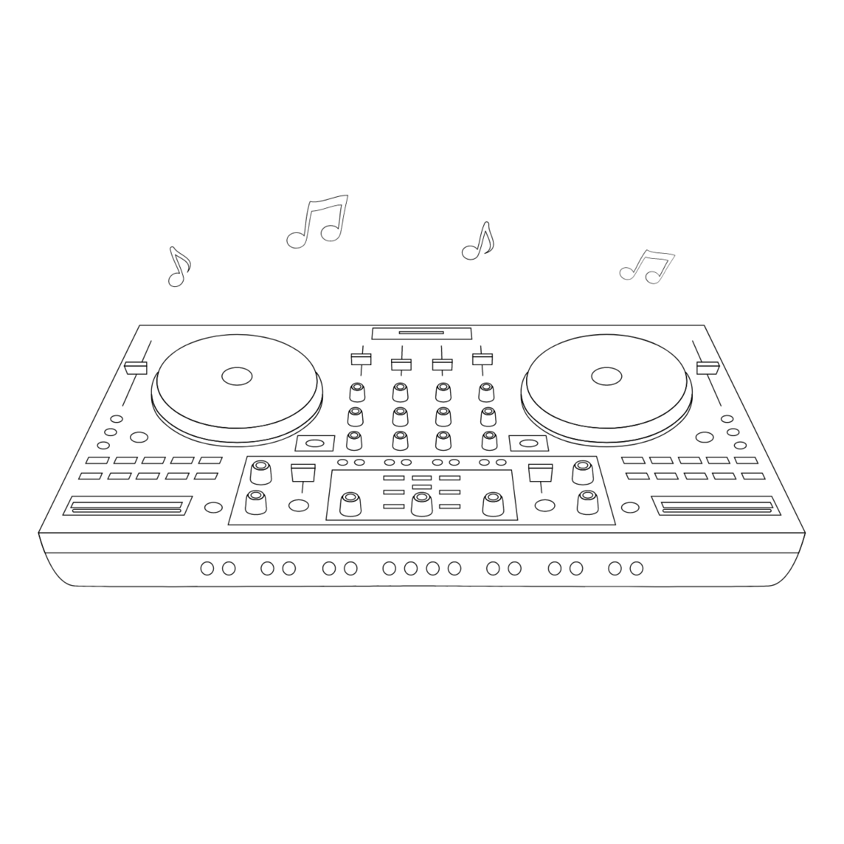 National DJ Day Drawing Vector Template