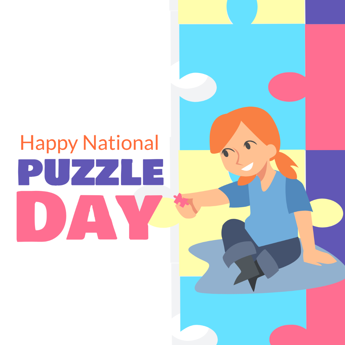 National Puzzle Day Illustration Template