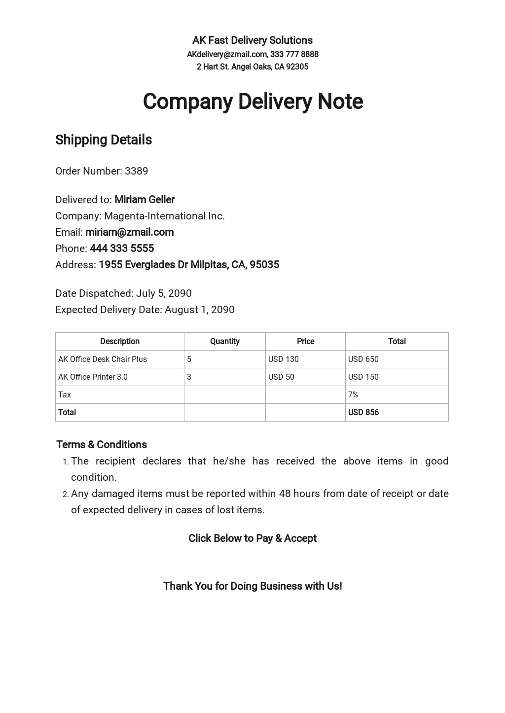 26+ FREE Delivery Note Templates [Edit & Download]