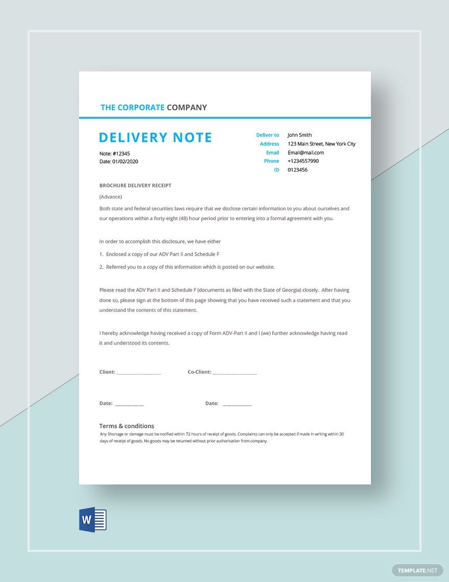 Editable Delivery Note Templates In PDF To Download