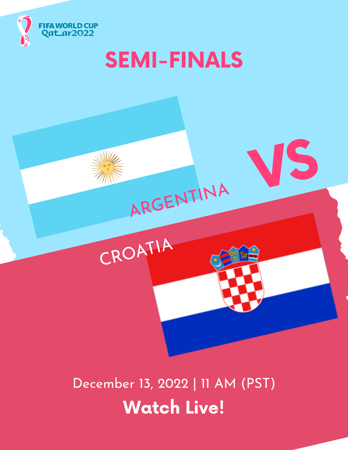 World Cup 2022 Semi-Finals Argentina Vs Croatia Flyer Template