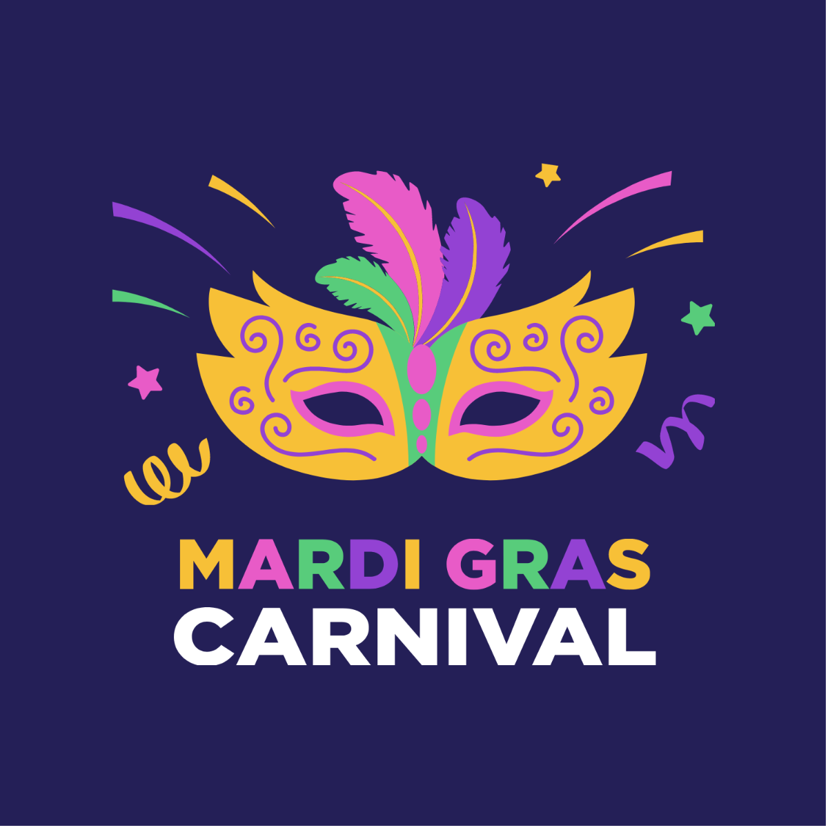 Happy Mardi Gras Carnival Vector Template
