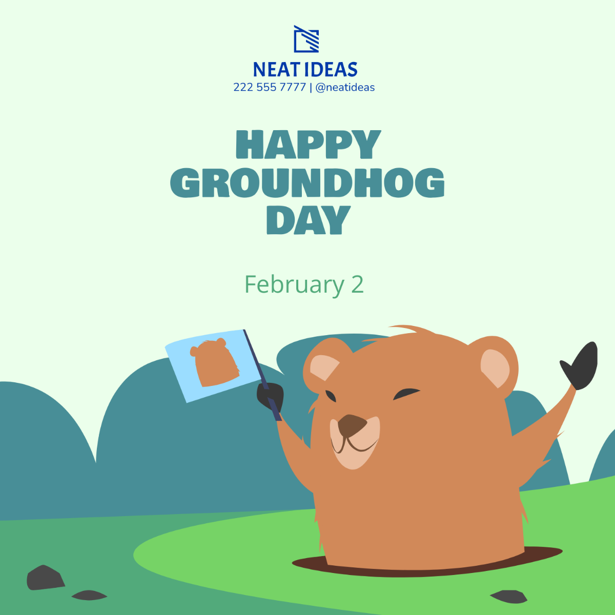 Groundhog Day Poster Vector Template