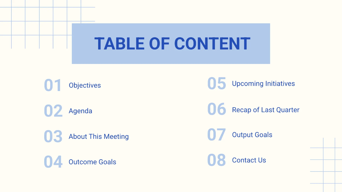 Free Quarterly Planning Meeting Presentation Template to Edit Online