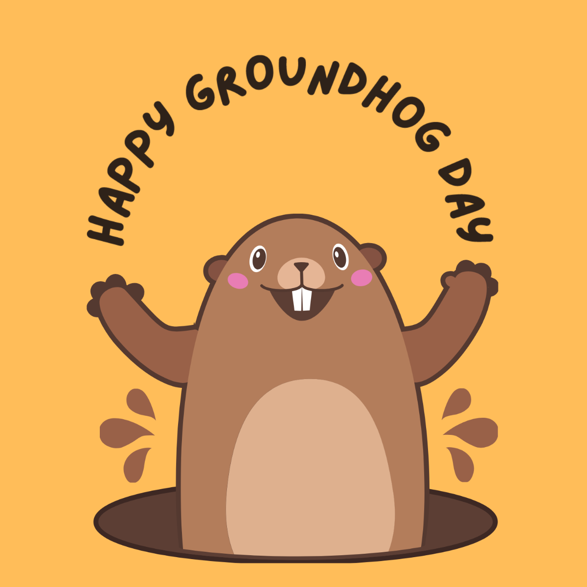 Groundhog Day Cartoon Vector Template