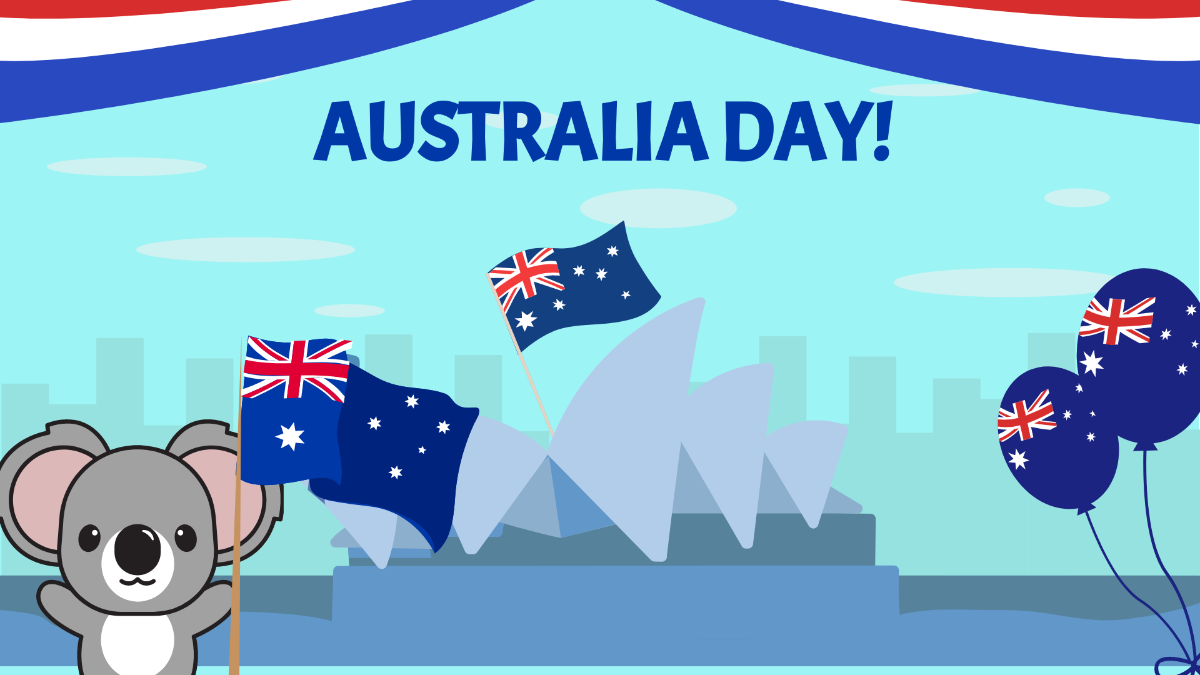 Australia Day Cartoon Background Template