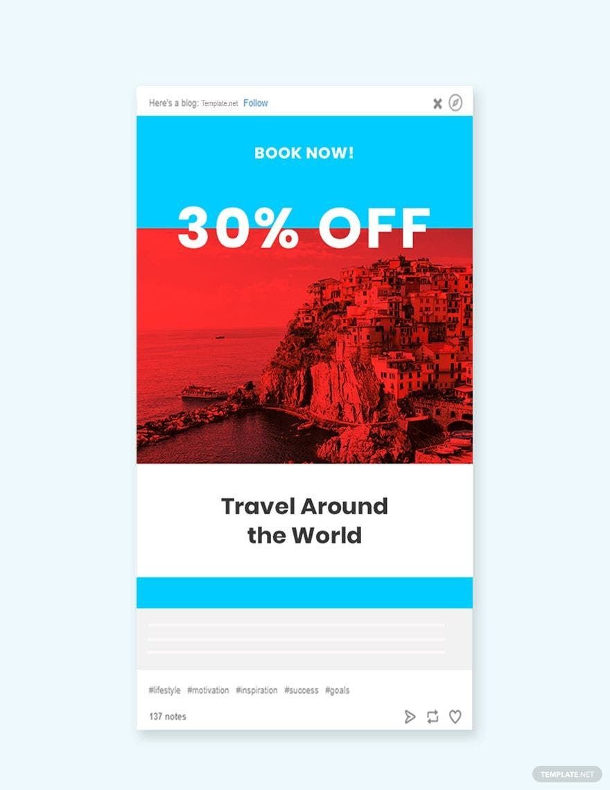 Travel Offer Tumblr Post Template in PSD