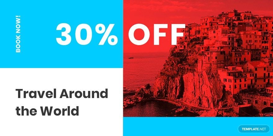 Travel Offer Twitter Post Template in PSD