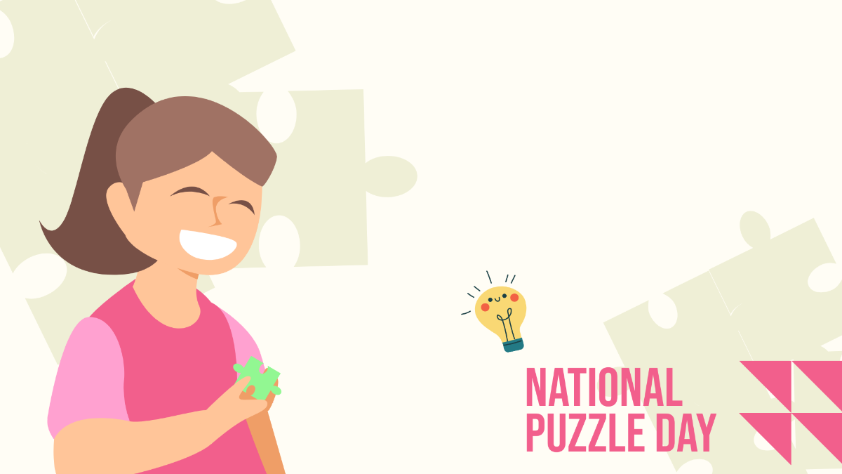 National Puzzle Day Cartoon Background Template