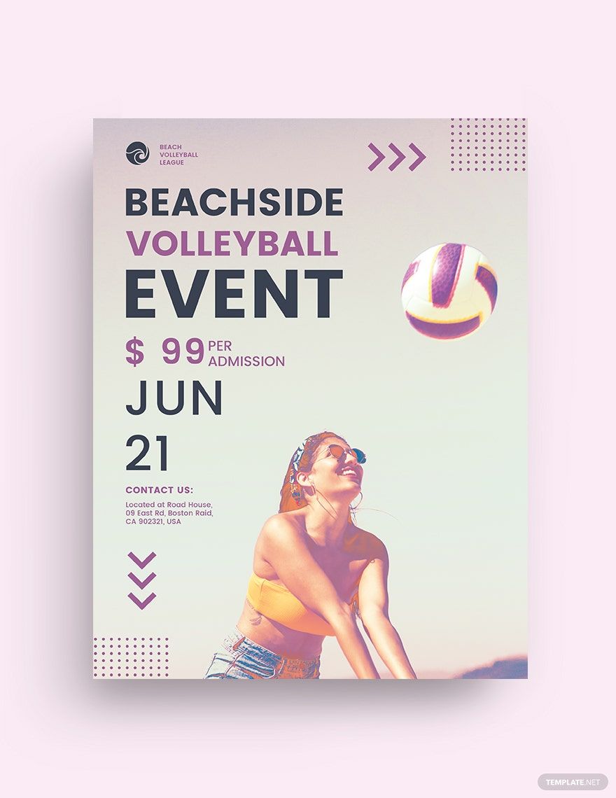 Beach Volleyball Flyer Template in Word, Google Docs, Illustrator, PSD, Apple Pages, Publisher, InDesign