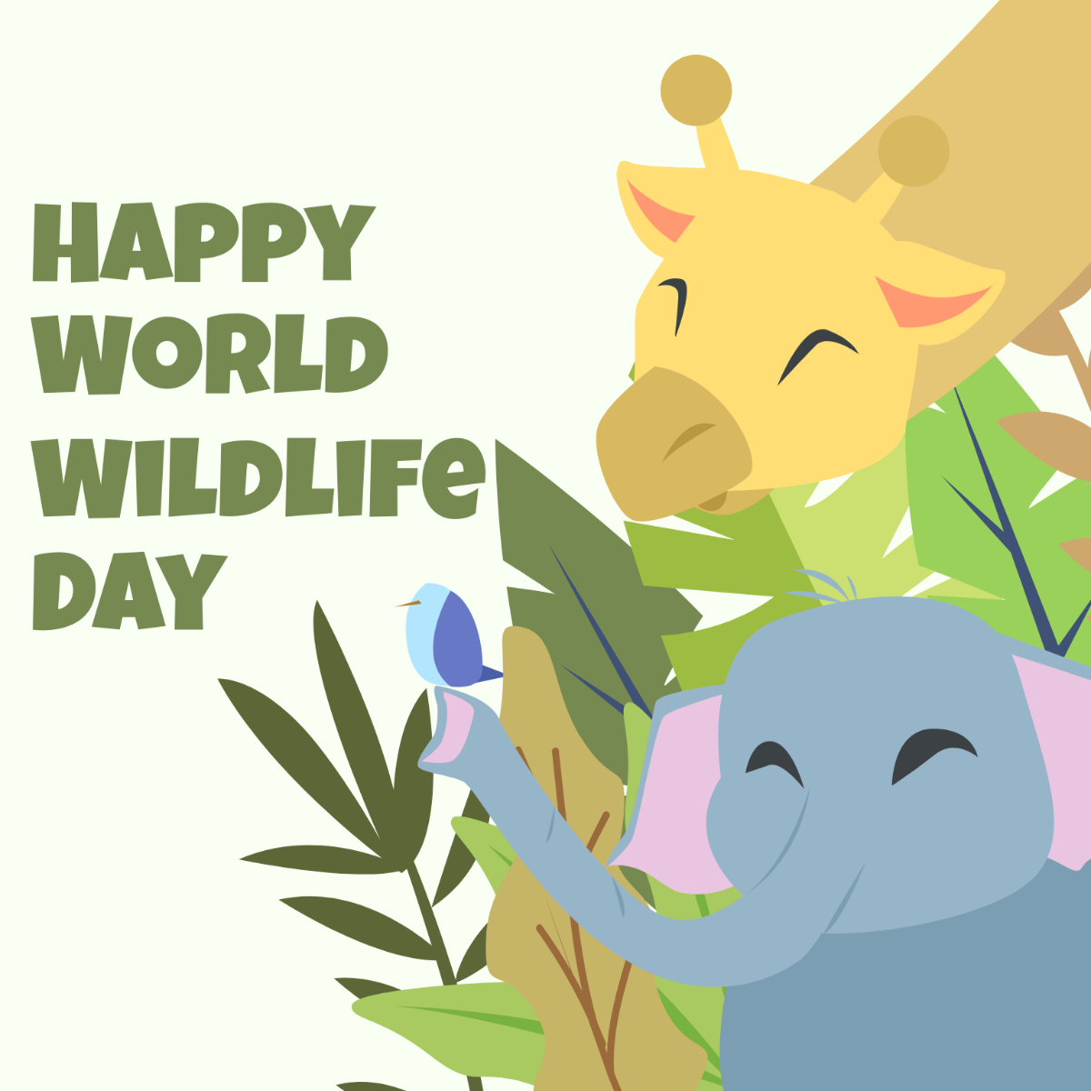 Happy World Wildlife Day Illustration Template