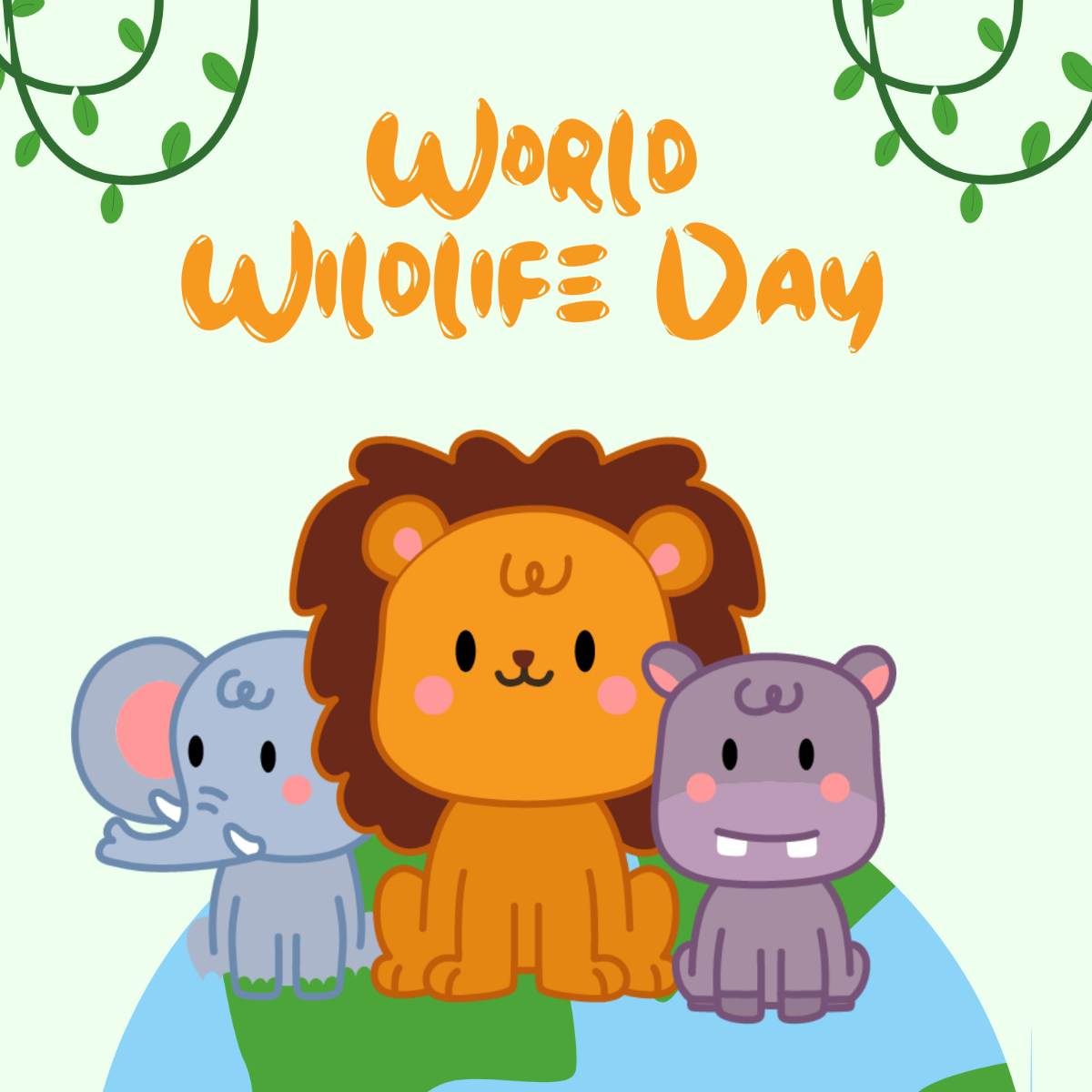 World Wildlife Day Cartoon Vector Template