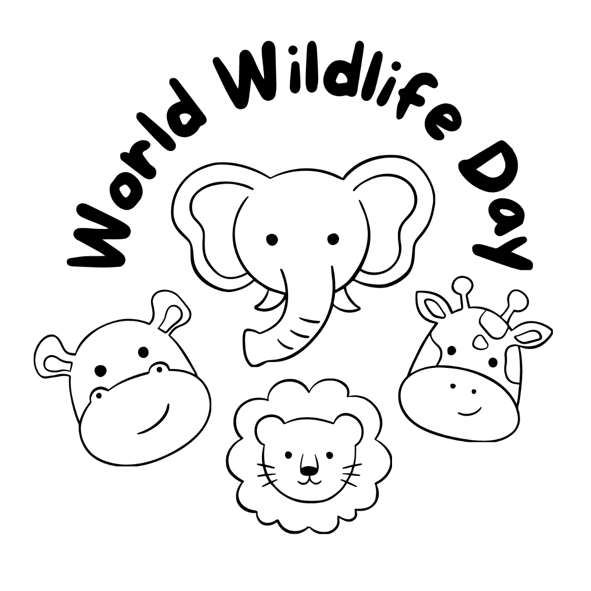 World Wildlife Day Drawing Vector Template