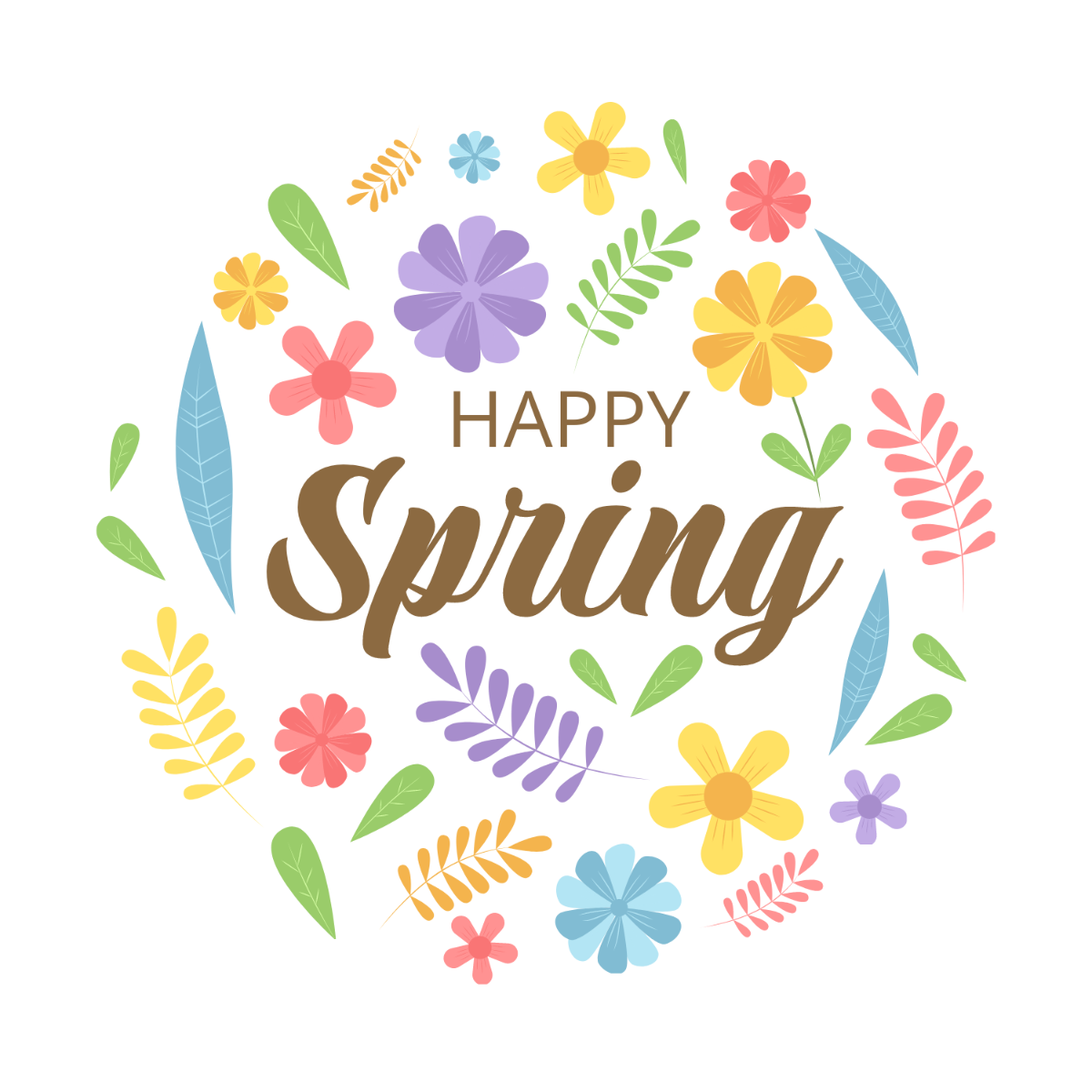 Free Happy Spring Illustration Template