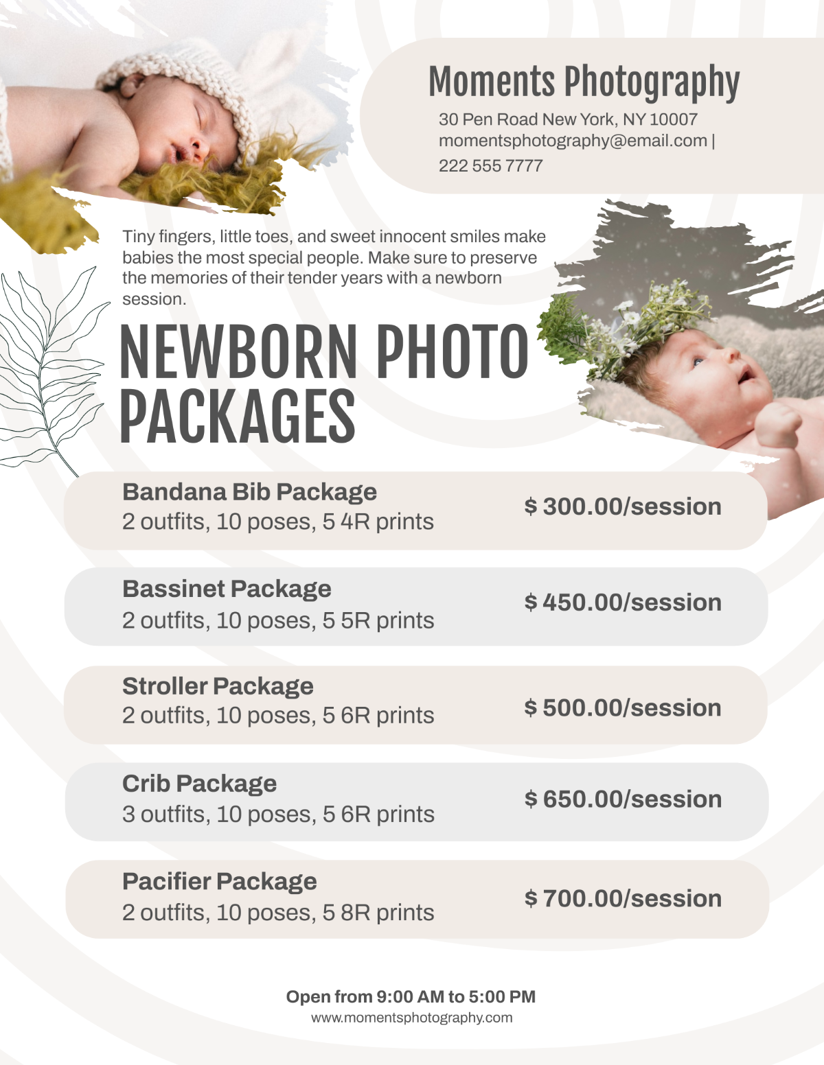 Newborn Photography Pricing Guide Template
