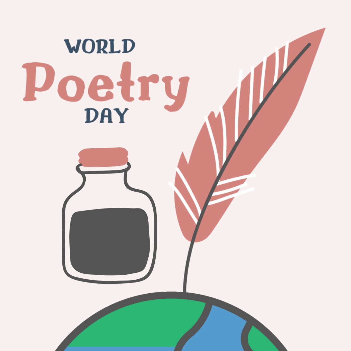 World Poetry Day Cartoon Vector Template