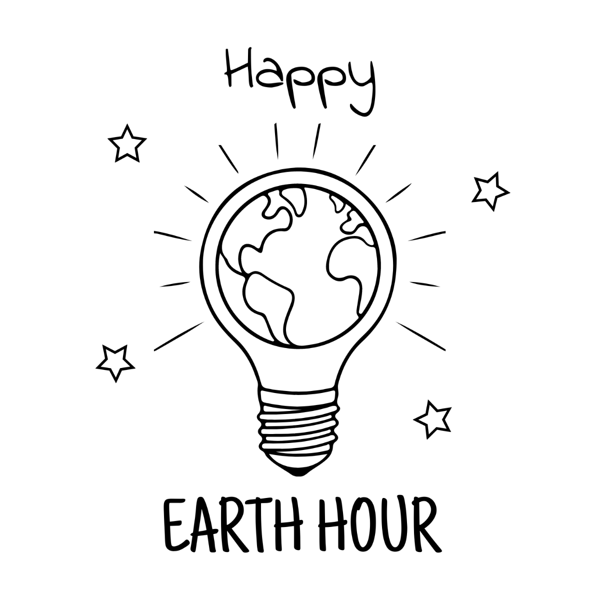Earth Hour Drawing Vector Template
