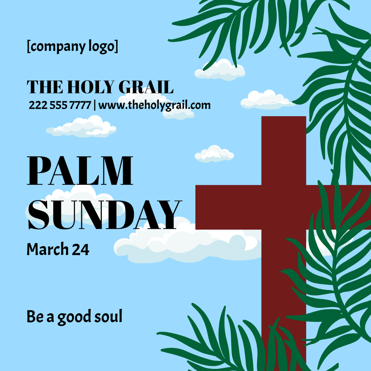 Palm Sunday Flyer Vector Template