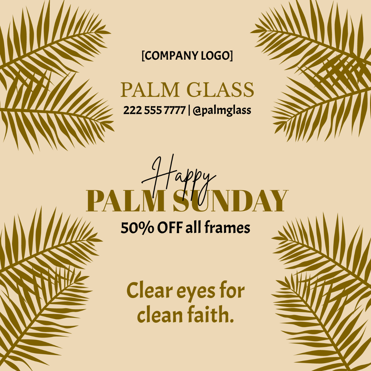 Palm Sunday Poster Vector Template
