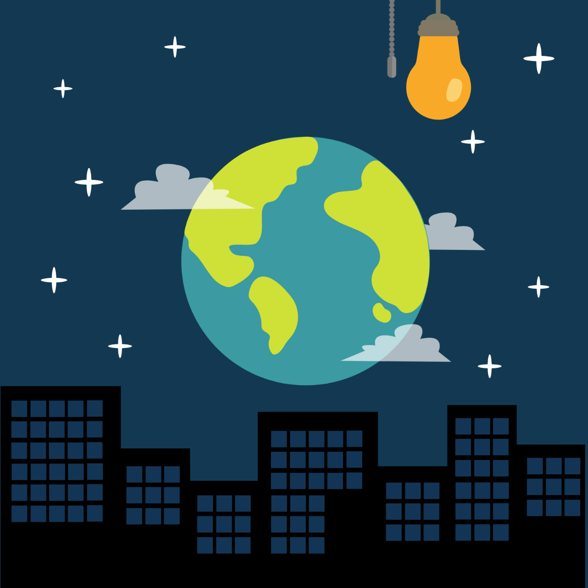 Earth Hour Illustration Template